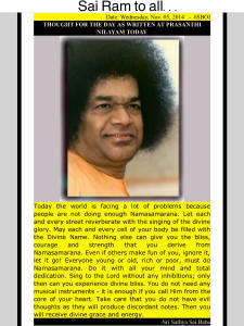 THOUGHT FOR THE DAY AS WRITTEN AT PRASANTHI NILAYAM TODAY