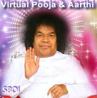 Offer online Aarthi & Pooja to Bhagawan Sri Sathya Sai Baba - offer flowers, written prayers, letters, invitations, coconut, garland, tilak, Padanamaskar & receive Vibhuti...