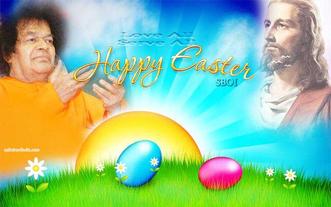 Happy Easter sai baba -sathya sai baba jesus -Easter Greeting Cards