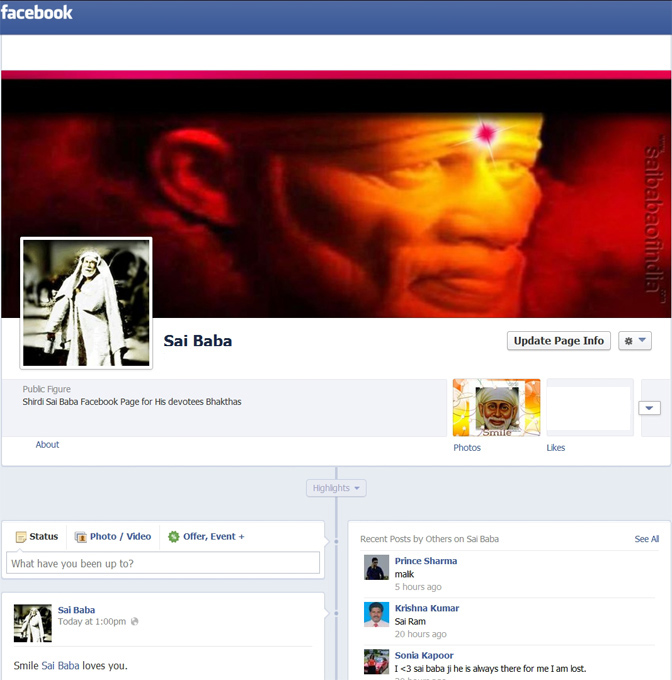 Shirdi Sai Baba Facebook page