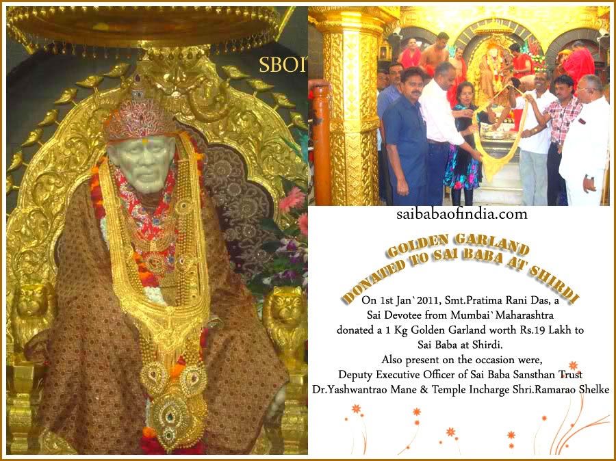 GOLDEN GARLAND DONATED TO SAI BABA AT SHIRDI