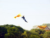 Prasanthi Nilayam Campus students putting on a daring display of carabining